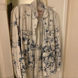 Tie die blue and white boyfriend shirt